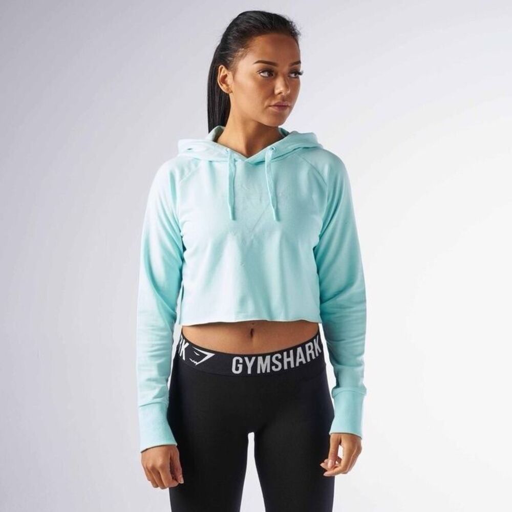Gymshark Aqua Blue Training Cropped Hoodie Size S